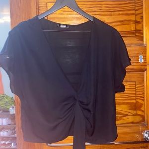 XL black sheer top